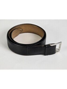 Devonshire Black Pebbled Leather Belt 36 Top Grain Cowhide Suede Lined 5518